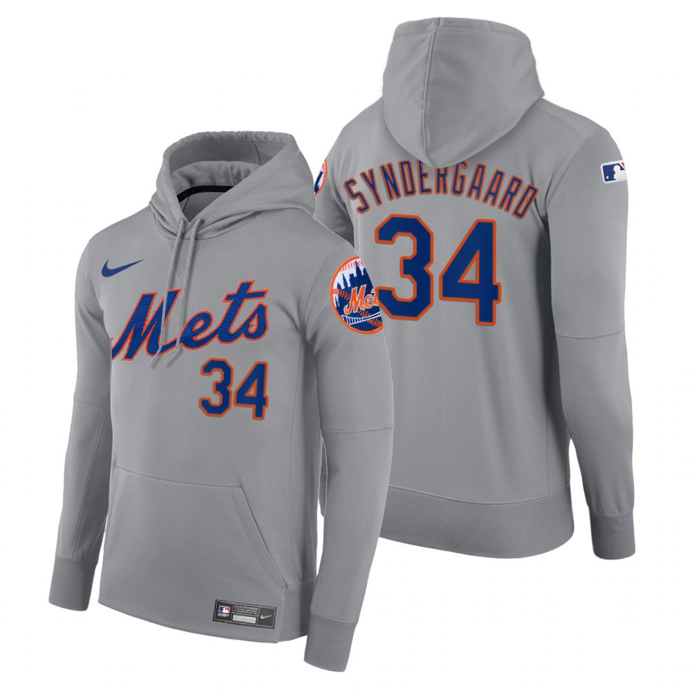 Men New York Mets #34 Syndergaaro gray road hoodie 2021 MLB Nike Jerseys->new york mets->MLB Jersey